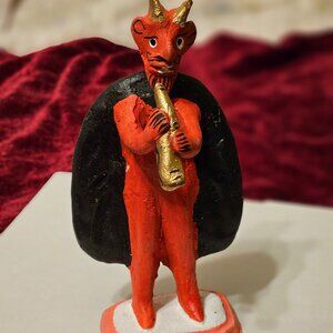 RARE VINTAGE OAXACAN DEVIL WITH HORN MASTERPIECE SCULPTURE